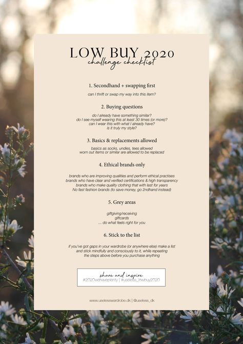 LOW BUY 2020 Low Buy Challenge Rules, Low Buy Rules, Low Spend Year, Low Buy Year Rules, Low Buy Challenge, Low Buy Year, Low Waste Lifestyle, Conscious Consumption, Recipe Drawing