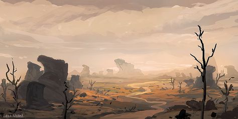 Wasteland (Commission) by ehecod Toxic Wasteland, Apocalypse Landscape, Another One Bites The Dust, Desert Aesthetic, Post Apocalyptic Art, Desert Environment, Desert Scene, Western Landscape, Landscape Concept