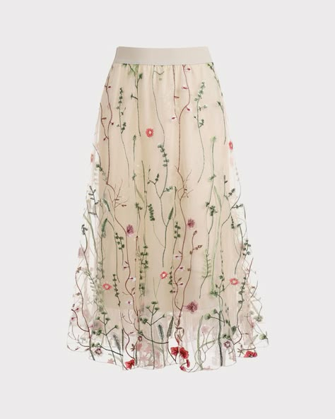 Tool Skirt, Mexican Skirts, A Line Midi Skirt, Embroidery Skirt, Tailored Clothes, Flower Skirt, Embroidered Skirt, Beautiful Skirts, Chiffon Skirt