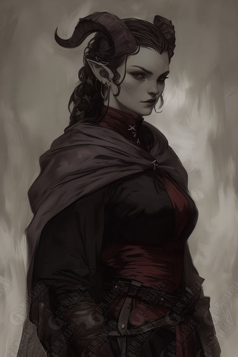 Tiefling Rogue Purple Female Tiefling Art, Teifling Warlock Female Dnd, Dnd Scout, Tiefling Princess, Dnd Tiefling Art, Gray Tiefling, Satyr Rogue, Rogue Dnd Character Design, Female Tiefling Rogue