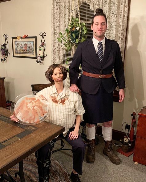 Matilda Halloween costume Margaret Thatcher Costume, Mrs Trunchbull Costume Diy, Mrs Trenchbowl Costume, Matilda Costume Ideas, Vintage Couple Costume, Matilda And Trunchbull Costume, Rambo Halloween Costume, Funny Movie Costumes Halloween, Borat Costume Halloween