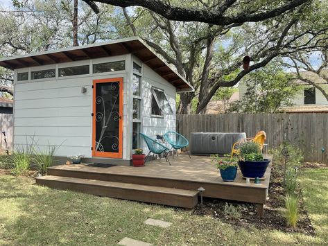 Home Art Studios and Creative Sheds | Studio Shed Cabin Backyard, Home Office Shed, Prefab Sheds, Shed Blueprints, Backyard Structures, Office Shed, Modern Shed, Shed Sizes, Studio Shed