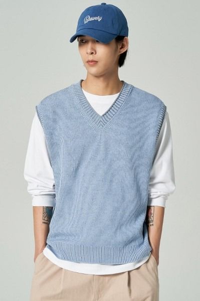 Men's Vest Sweaters & Knitwear | Shop Korean & Global Fashion | KOODINGMen's Vest Sweaters & Knitwear | Shop Korean & Global Fashion | KOODING Blue Vest Outfit Men, Blue Sweater Vest Outfit, Vest Men Outfit, Blue Vest Outfit, Korean Fashion Blue, Sky Blue Fashion, Blue Outfit Men, Outfit Cowo, Vest Sweaters