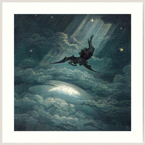 Lightly textured 100% cotton paper. Gallery quality vibrant prints with white border for easy framing. Multiple standard sizes offered. Additional sizes are available. The Fallen Angel by french painter Gustave Doré Paradise Lost, A Man, Paradise, Lost, On Twitter, Stars, Twitter