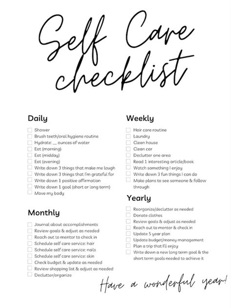 Take care of yourself with these 5 simple habits: exercise, eat healthy, get enough sleep, spend time with loved ones, and practice mindfulness. #selfcare #wellness How To Start Self Care, Self Care Products List, Selfcare Content Ideas, Self Care Weekly Routine, Self Care Schedule Weekly, High Maintenance Checklist, Hygiene Checklist For Women, Self Care Checklist For Teenagers, Glowup Checklist