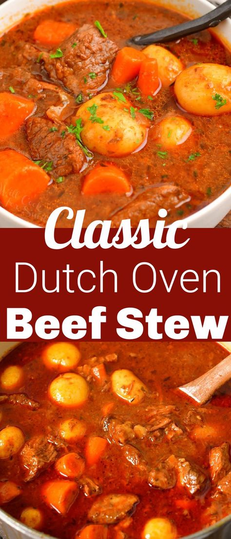 Beef Stew In Dutch Oven, Tomato Based Beef Stew, Dutch Oven Beef Stew Recipes, Beef Stew Recipe Oven, Tomato Beef Stew, Dutch Oven Beef Stew, Cooking Stew Beef, Old Fashioned Beef Stew, Beef Stew Stove Top