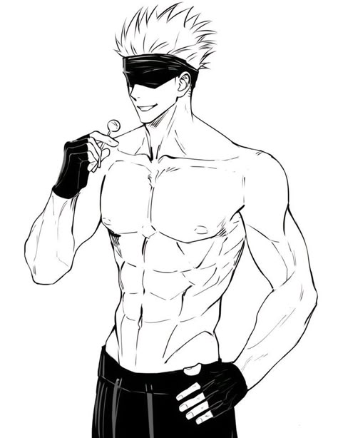 Gojo Full Body Manga, Gojo Compression Shirt Fanart, Gojo Full Body Drawing, Gojo Muscle, Gojo Shirtless Art, Gojo Satoru Full Body Pic, Jjk Men, Anime Wall Prints !!, Body Sketches