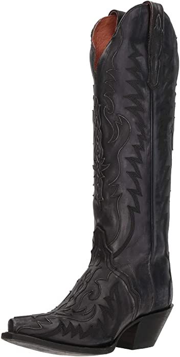 Amazon.com | Dan Post Boots Womens Hallie Snip Toe Boots Mid Calf Low Heel 1-2" - Black - Size 7.5 M | Mid-Calf Tall Cowgirl Boots, Dan Post Boots Woman, Dan Post Boots, Black Cowboy Boots, Boots Knee High, Dan Post, Leather Cowboy Boots, Western Boot, Comfortable Boots