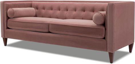 Jennifer Taylor Home Jack 84" Modern Tuxedo Tufted Sofa, Ash Rose Pink Velvet Tuxedo Sofa, Modern Tuxedo, Jennifer Taylor, Velvet Couch, Double Sofas, Couch Set, Tufted Sofa, Chesterfield Sofa, Velvet Sofa