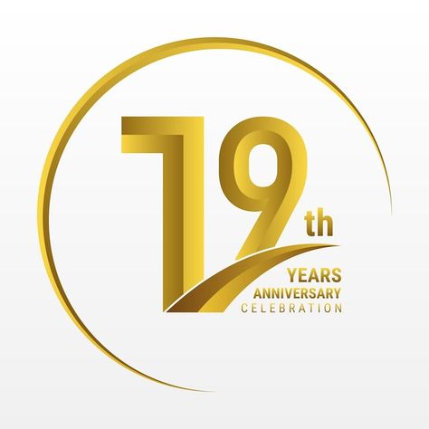 19th Anniversary Logo design with golden color and ring Logo Vector Template Anniversary Logo Design, Th Logo, 19th Anniversary, Ring Logo, Anniversary Logo, Free Business Card Mockup, Vector Background Pattern, Elegant Logo, Vector Template