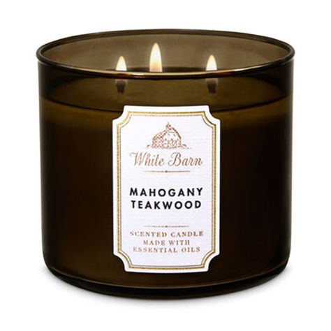 SheKnows | The Best Bath & Body Works Candle Scents, Ranked Mahogany Teakwood, Candle Obsession, Man Candle, Bath Body Works Candles, Bath Candles, Candles For Sale, Best Bath, White Barn, 3 Wick Candles