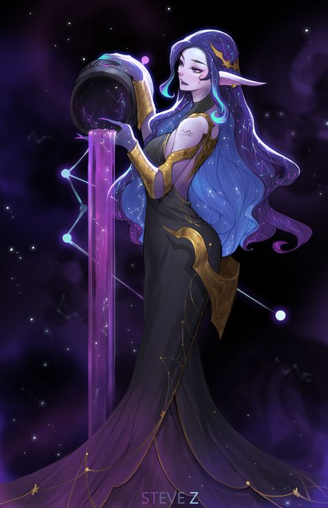 Galaxy-Aquarius, Steve Zheng on ArtStation at https://www.artstation.com/artwork/L9oXA Tattoos Aquarius, Steve Zheng, Aquarius Aesthetic, Aquarius Art, Zodiac Characters, Art Student, Zodiac Art, Arte Fantasy, Fantasy Character Design