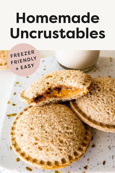 Make your own homemade uncrustables with just 3 simple ingredients! They're easy to make, freezer-friendly, portable and the perfect lunch idea for kids. Homemade Uncrustables Frozen, Homemade Uncrustables Diy, Homemade Crustables, Uncrustables Recipes, Uncrustables Diy, Diy Uncrustables, Homemade Uncrustables, Batch Meals, Chewy Granola