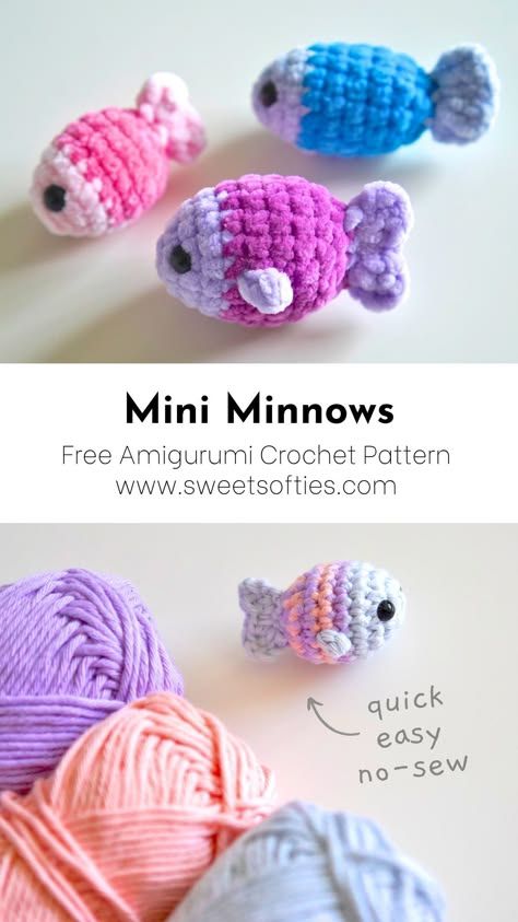 Very Quick Crochet Projects, Crochet Tiny Projects, Yarn For Amigurumi, Mini Balloon Dog Crochet Pattern Free, Mini Stingray Crochet Pattern, Crochet Mini Fish Free Pattern, Tiny Fish Crochet Pattern, Easy Tiny Crochet Projects, Amugari Crochet Free Pattern