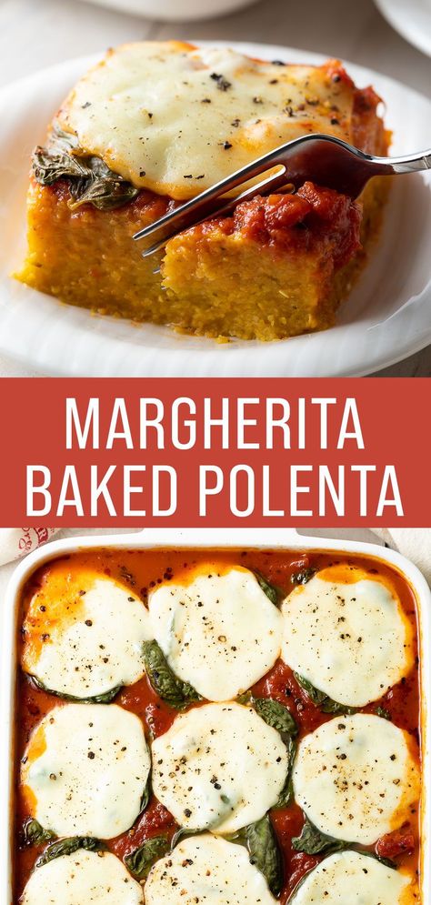 Meals With Polenta, Recipes For Fresh Mozzarella, Polenta Dinner Ideas, What To Make With Polenta, Polenta Baked Recipes, Polenta Log Recipes, Vegetable Main Dishes Healthy, Dishes With Mozzarella, Leftover Polenta Recipes