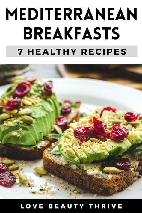 Ready for a week of delicious mornings? We've got 7 healthy Mediterranean breakfast recipes to kick start your day. Inspired by the Blue Zones, these Mediterranean breakfast ideas are a meal plan of nutrient-packed, nutritious and wholesome breakfasts. Veggies, berries, Greek yogurt, eggs, avocado toast, muffins, granola and more. Boost wellness with a healthy breakfast! #MediterraneanBreakfast #MediterraneanDiet #BlueZones #HealthyBreakfasts #HealthyRecipes #HealthyLifestyle #BreakfastRecipes Liver Healthy Breakfast, Mediterranean Power Bowl Recipe, Blue Zones Breakfast, Mediterranean Breakfast Sandwich, Lean Breakfast Ideas Clean Eating, Lite Breakfast Ideas, Blue Zone Diet Recipes Breakfast, Blue Zone Breakfast Ideas, Greek Blue Zone Recipes