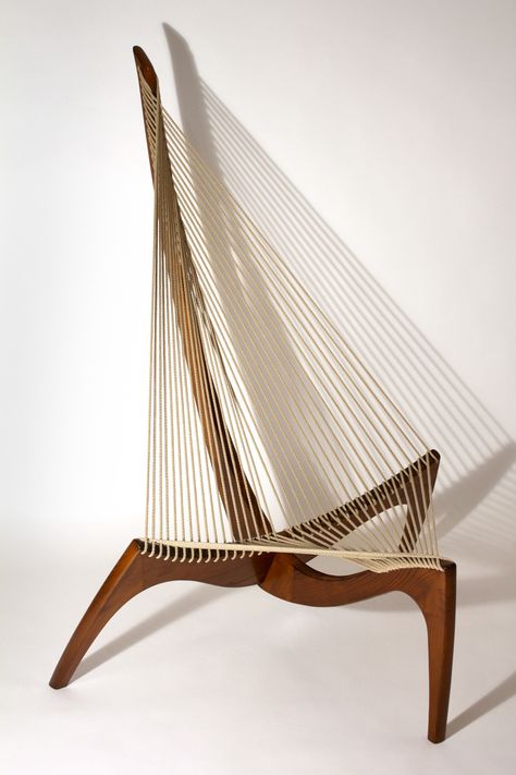 vintage Harp Chair by Jorgen Hovelskov #modern #abstract #chair Unique Chairs Design, Chair Design Wooden, Most Comfortable Office Chair, Furniture Dolly, Woven Chair, Furniture Logo, Unique Chair, Chair Wood, Furniture Sofas