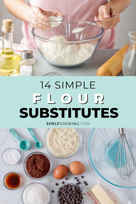 Need some breading for your chicken or a cup of flour for your favorite brownies? If you're all out, these flour substitute ideas are here to save the day! Pastry Flour Substitute, Flour Substitutes For Baking, Substitute For Bread Flour, Flour Substitute Chart, Substitute For Flour, Bread Flour Substitute, Soda Substitute, Substitute Ideas, Cooking Substitutes