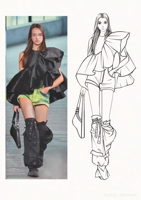 Fit Fashion Design Portfolio, Formal Dress Illustration, Streetwear Fashion Drawing, Winter Fashion Illustration, Fashion Design Outfits, Fashion Base, Jeans Drawing, Fashion Illustration Poses, Fashion Design Books