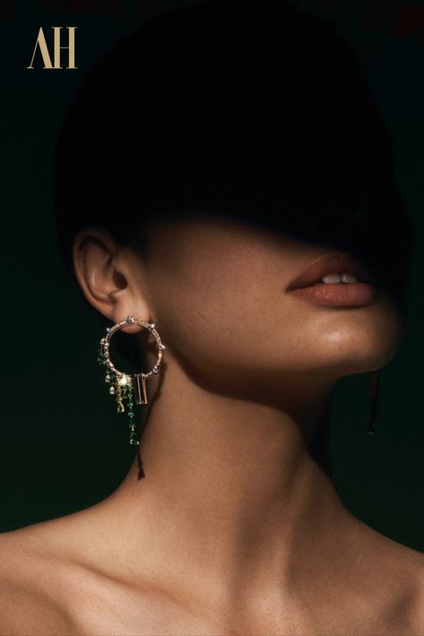 Introducing The Venus earrings, named after the Roman goddess of love and beauty.  The heroines of the Istoria collection.

Inspired by the fluted columns of ancient Greece and Rome giving way to nature as they evolve through time. The bold line of the custom cut tourmaline baguette and its contrasting diamond highlighting the change in flow from structural architectural influence to the movement of the pear drops. Luxury Drop Earrings, Jewellery Photography With Model, Earring Editorial, High End Jewelry Photography, Jewellery Shoot With Model, Jewllery Ideas Photography, Earrings Shoot, Jewelry Model Photography, Jewelry Influencer