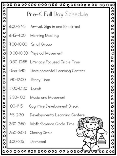 Pre K Classroom Schedule, Preschool Full Day Schedule, Full Day Preschool Schedule Ideas, Pre K Homeschool Schedule, Preschool Teacher Resources, Pre K Schedule, Pre K 3 Curriculum, Pre K Class Schedule, Preschool Class Schedule