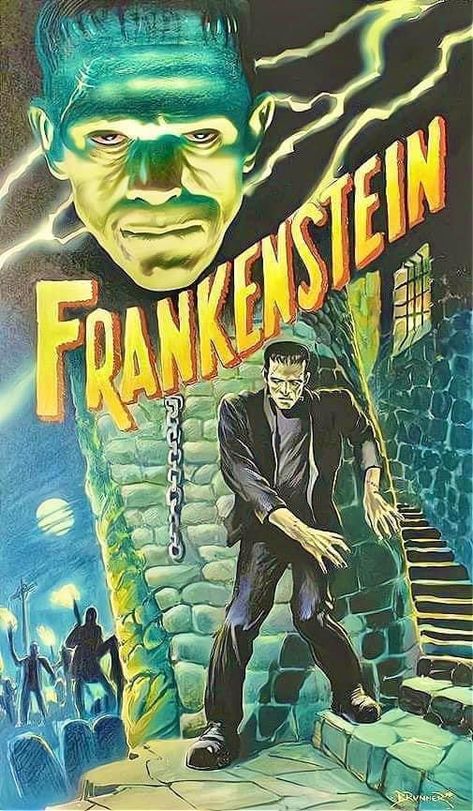 Universal Monsters Art, Classic Horror Movies Posters, Classic Monster Movies, Frankenstein Art, Horror Monsters, Horror Posters, Retro Horror, Horror Movie Art, Pop Culture Art