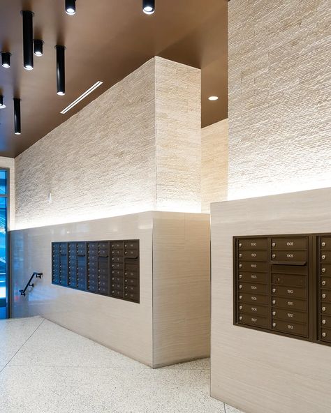 ashton › Origin Apartment Mail Room, Mail Room Design, Mailroom Design, Apartment Entrance Lobby, Apartment Lobby Design, Entrance Lobby Design, Condo Lobby, Residential Lobby, Oak Cladding