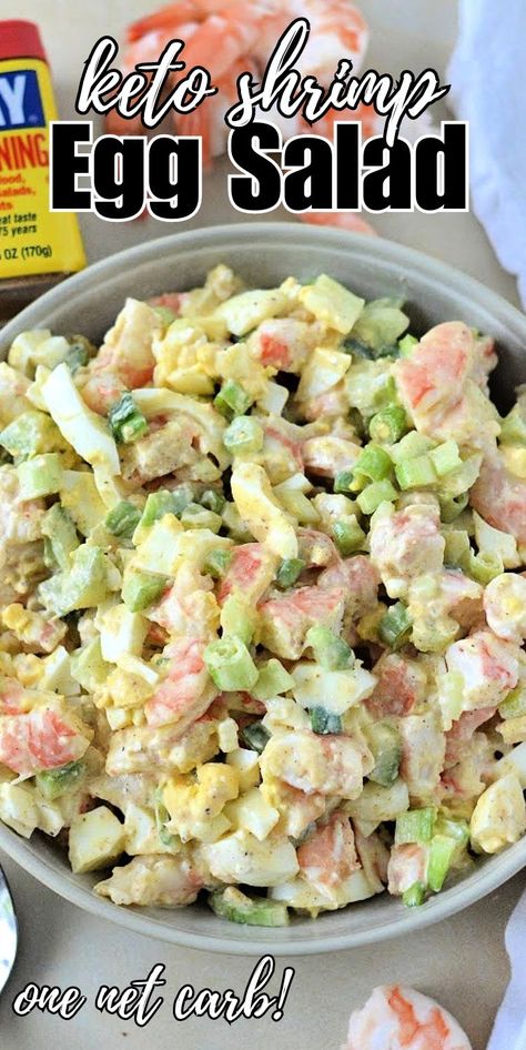 Keto Shrimp Egg Salad #ketoshrimpeggsalad #shrimpeggsalad Stylish Cravings, Keto Egg Salad, Deviled Egg Salad, Keto Shrimp Recipes, High Protein Salads, Keto Shrimp, Bariatric Friendly Recipes, Protein Salad, High Protein Low Calorie