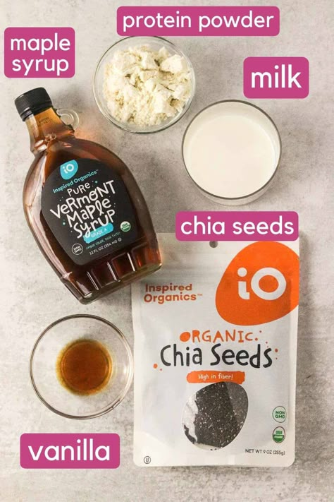 Macro Friendly Chia Seed Pudding, Collagen Chia Seed Pudding, Chia Seed Protein Pudding Recipe, Chia Pudding Recipes Protein Powder, Protein Chai Pudding, Overnight Chia Seed Pudding Almond Milk, Chia Seed Pudding Ratio, Protein Shake Chia Pudding, Premier Protein Chia Pudding