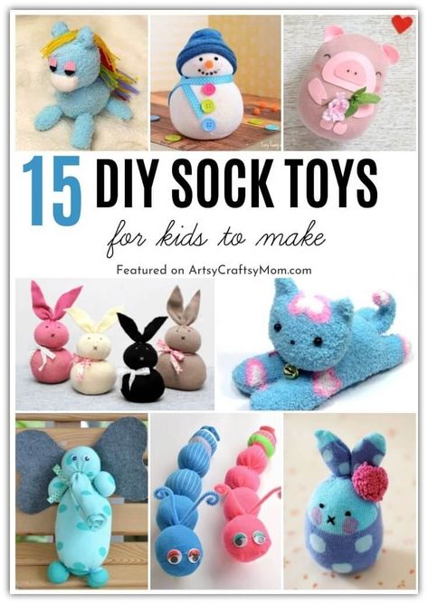 Looking for some ideas for DIY sock toys to make use of your old socks? Well, you're in luck because we've got quite a roundup for you today! Sock Animals Diy, Diy Sock Toys, Sock Animals Patterns, Lost Socks, Sock Doll, Sock Dolls, Sock Toys, Diy Socks, Sock Crafts