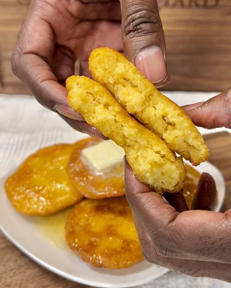 Honey Butter Hot Water Cornbread — @chefmikehard #LetsVibe Honey Butter Hot Water Cornbread, Mexican Grits Recipe, Hot Water Cornbread Recipe Jiffy, Water Cornbread Recipe, Crockpot Cornbread, Hot Water Cornbread Recipe, Southern Sides, Water Cornbread, Cooking Goals