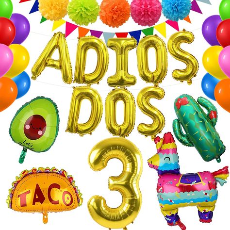 PRICES MAY VARY. Fiesta Fun: Elevate your adios dos birthday with our vibrant "Adios Dos Balloons," perfect for adding a touch of Mexican flair to your three esta party decorations. Premium Quality: Crafted from high-quality materials, our threesta birthday party decorations are durable and long-lasting, ensuring a festive atmosphere that lasts throughout the entire celebration. Cinco de Mayo Charm: Capture the essence of Cinco de Mayo with these eye-catching balloons, designed to enhance the festive spirit and create memorable moments for your little one's third birthday. Easy Setup: Hassle-free party planning! Our "Adios Dos Balloons" come with easy-to-follow instructions, making it a breeze to set up and enjoy the festivities with minimal effort. Versatile Decor: Beyond the second birth Mexican 3rd Birthday Party, Three Esta Birthday Party Boy, Three Esta Party, Threesta Birthday Party, Three Esta Birthday Party, 3rd Birthday Decorations, Taco Party Decorations, Three Esta, Mexican Fiesta Decorations