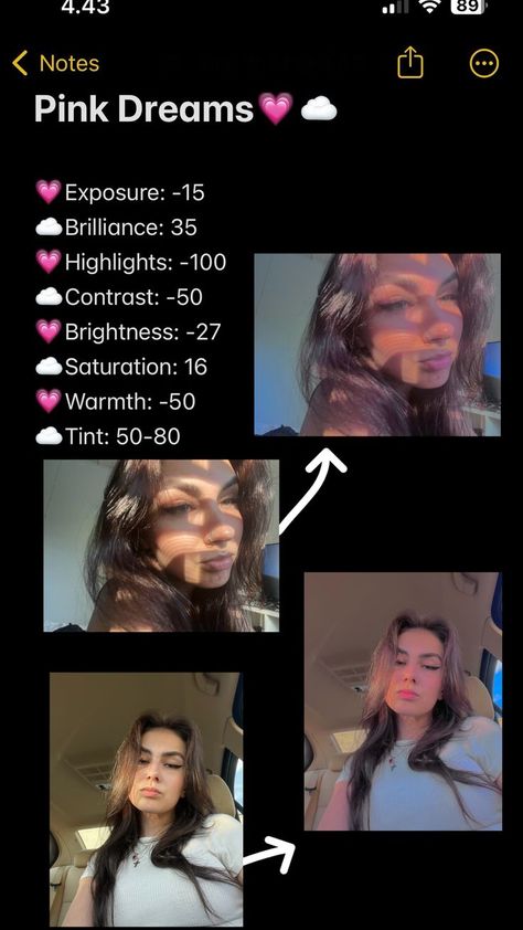 Filters For Photos Iphone, Filter For Selfies, Pink Dreams Filter, Instagram Photo Editing Ideas, Photo Editing Samsung, Ways To Edit Pictures On Iphone, Cute Photo Edits, Picture Filters Photo Editing, How To Edit Aesthetic Photos