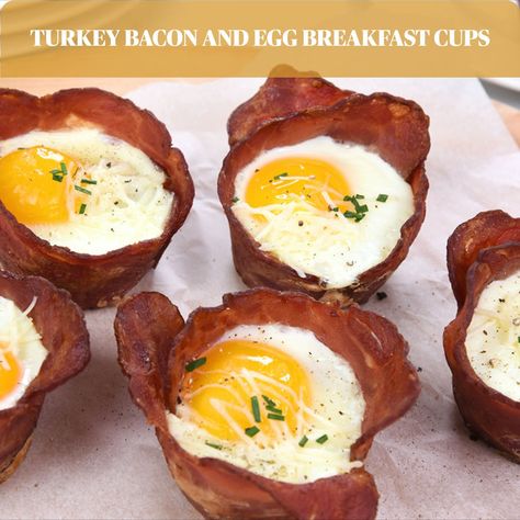 Start the new year on the right foot with our Turkey Bacon and Egg Breakfast Cups, fueling you to take on the day. #ThinkTurkey Egg Cups Breakfast Healthy, Turkey Bacon Breakfast, Egg Breakfast Cups, Delicious Turkey Recipes, Bacon And Egg Breakfast, Bacon Cups, Bacon Egg Cups, Bacon Egg Muffins, Bacon Muffins