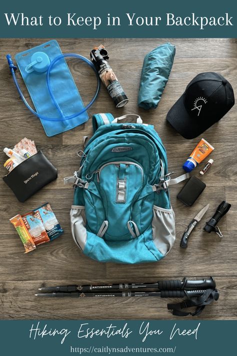 Complete list of Hiking Essentials for a Day Hike Yellowstone Hiking Gear, Hiking Essentials Daypack, What To Pack For A Day Hike, Short Hike Essentials, Day Hiking Essentials, Hiking Must Haves Women, Day Packs For Hiking, Backpacking Essentials For Women, Adventure Bag Essentials