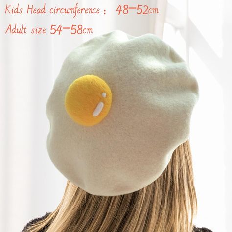 Egg Beret, Cute Beret, Ladies Cap, Beret Fashion, Kids Head, Beanie Hats For Women, Poached Egg, Wool Caps, Warm Winter Hats