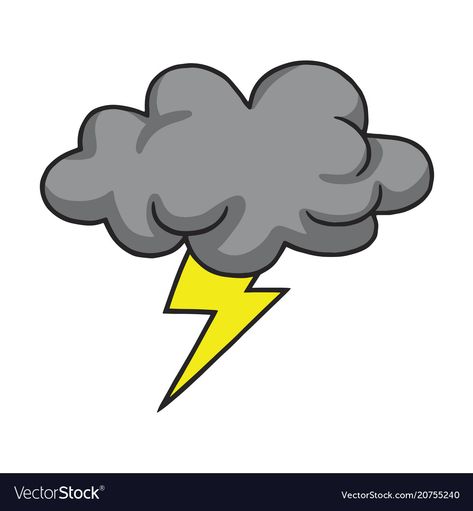 Thunder Clouds Drawing, How To Draw Thunder, Thunderstorms Drawing, Thunder Cartoon, Storm Clipart, Thunder Drawing, Thunder Illustration, Lightning Cartoon, Weather Drawing