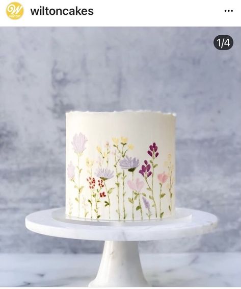 Floral Garden Cake, Painted Wildflowers, Wildflower Cake, Colors In Nature, Flower Cake Design, Garden Cake, Baby Shower Theme Decorations, Wildflower Baby Shower, Wilton Cake Decorating