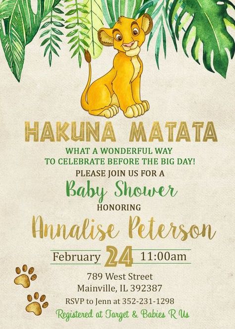 Simba Baby Shower, Lion King Invitation, Lion King Birthday Party Ideas, Lion King Birthday Party, Theme Bapteme, Lion Baby Shower, Lion King Theme, Trendy Baby Shower Themes, Lion King Party