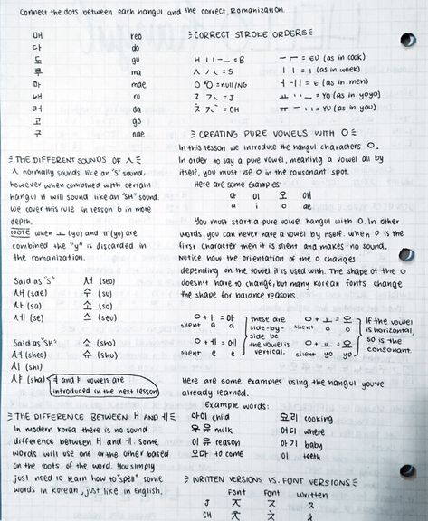 Hangul Notes Aesthetic, Hangul Notes, Speaking Korean, Hangul Alphabet, Korean Notes, Learning Korean Grammar, Language Journal, Korean Study, Learn Korean Alphabet