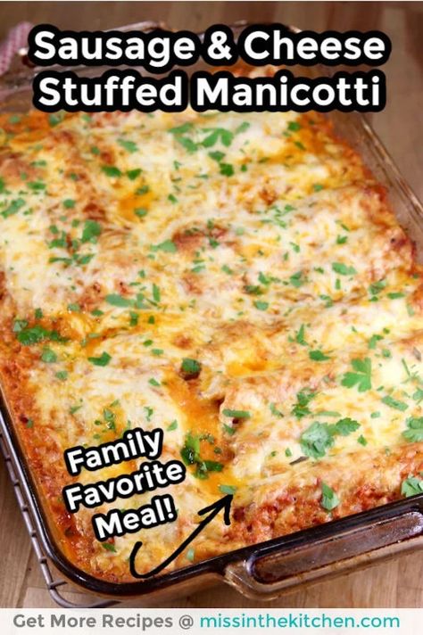 Sausage Manicotti Recipe, Baked Manicotti, Manicotti Pasta, Stuffed Manicotti, Cheese Manicotti, Manicotti Recipe, Leftover Ham Recipes, Sausage Bake, Stuffed Shells Recipe