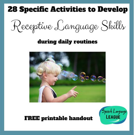 Receptive language is one’s ability to understand spoken and/or written words. Generally, we first understand a concept, before we begin to express it. Receptive language is so important in a young child’s development! It is also something that is very easy to target. Here are ways that you can easily target receptive language during your … Receptive Language Activities Preschool, Language Activities Preschool, Receptive Language Activities, Language Development Activities, Language Delay, Speech Delay, Preschool Language, Receptive Language, Speech Therapy Materials