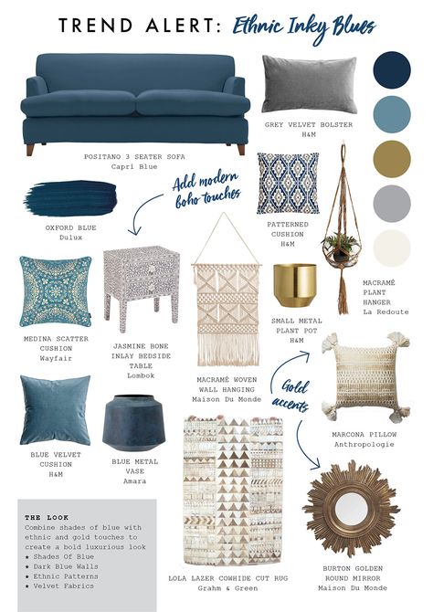 Blue Monday's are so now! Get sofa inspiration from our Positano mood board. Blue Couch Living, Blue Sofa Living, Blue Sofas Living Room, Blue Couch Living Room, Blue Couch, Blue Living Room Decor, Sofa Inspiration, Gold Living Room, Casas The Sims 4