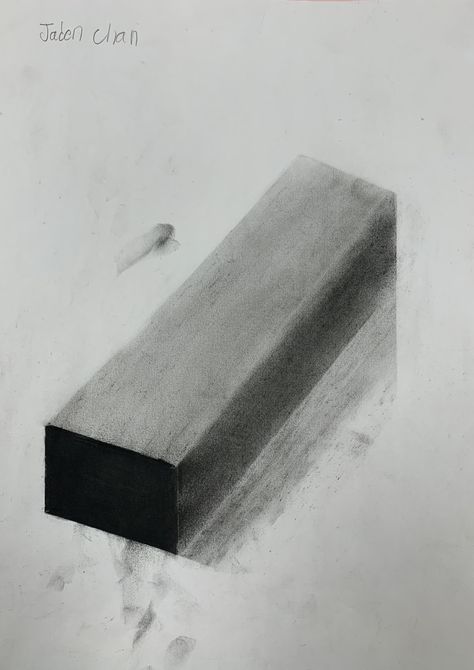 Drawing a 3D Rectangluglar Prism by using charcoal. Prism Drawing, Prisma Rectangular, Rectangular Prism, How To Shade, Pencil Shading, Rectangle Shape, Portfolio, Drawings, Quick Saves