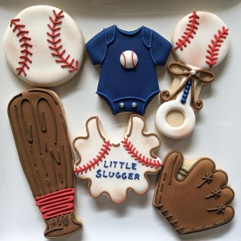 Baseball Baby Shower Centerpieces, Baseball Baby Shower Theme, Sports Baby Shower, Baseball Birthday Party, Baseball Birthday, Baseball Baby, Baby Cookies, Shirt Template, Boy Birthday Cake