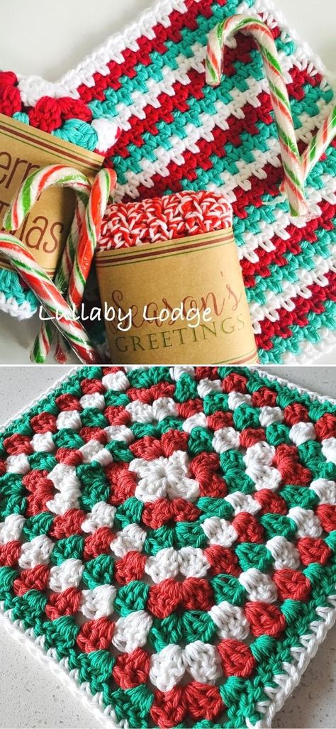 Fast And Easy Crochet Dishcloths. I love to replace my regular cloths and other accessories for festive ones to give my house a Christmas vibe. Take a look at these lovely dishcloths by Lullaby Melodia. They are not only super easy to make and every beginner would be able to make it, but also will bring some magic into your kitchen and make it ready for celebrations! #freecrochetpattern #dishcloth #washcloth Christmas Crochet Cotton Yarn, Christmas Dish Cloths, Christmas Crochet Potholder Patterns Free, Crochet Snowflake Dishcloth Pattern, Crochet Christmas Washcloth Pattern, Christmas Crochet Washcloth, Christmas Dish Cloths Free Pattern, Christmas Potholders Crochet Free Pattern, Crochet Christmas Potholder Free Pattern