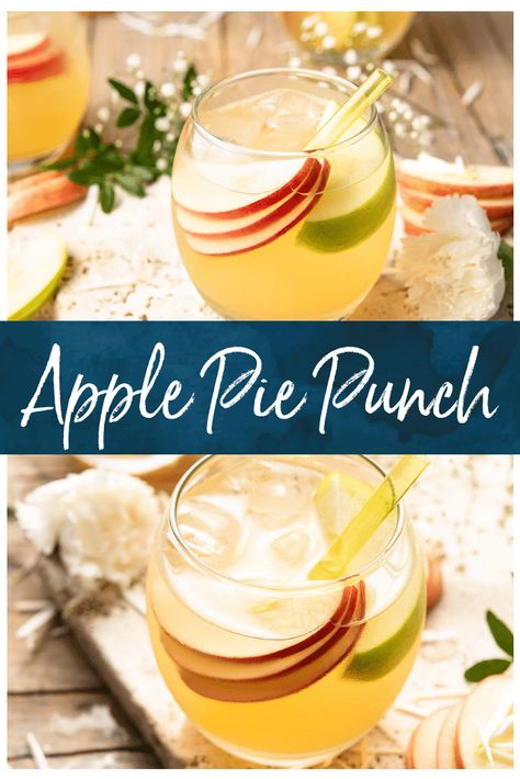 Apple Pie Punch, Apple Cider Punch Recipes, Apple Pie Drink, Cider Punch, Apple Cider Punch, Cider Drinks, Pie Party, Batch Cocktails, The Cookie Rookie