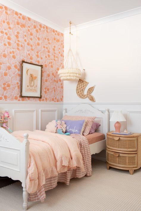 Mermaid Girls Room Reveal – Alaska’s Bedroom Makeover – Miss Kyree Loves Mermaid Girls Room, Boho Girls Bedroom, Girls Boho Bedroom, Mermaid Bedroom, Toddler Bedroom Girl, Big Girl Bedrooms, Mermaid Room, Toddler Girl Room, Woven Wool Rug