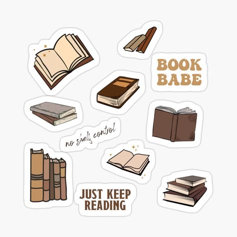 Aesthetic Laptop Stickers Printable, Book Themed Stickers, Book Doodles Aesthetic, Books Stickers Aesthetic, Book Stickers Aesthetic, Book Stickers Printable, Bookish Doodles, Book Aesthetic Sticker, Reading Journal Stickers