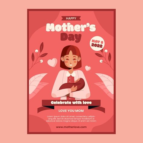 Free vector flat mothers day vertical po... | Free Vector #Freepik #freevector #mothers-day-template #mothers-day-flyer #mothers-day #mothers-day-mom Mother's Day Poster, Mothers Day Post, Mother's Day Promotion, Mothers Day Poster, Poster Idea, Vertical Poster, Postcard Design, Love You Mom, Poster Template